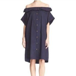 Sea New York Cotton Oversized Relax Fit Off Shoulder Dress
